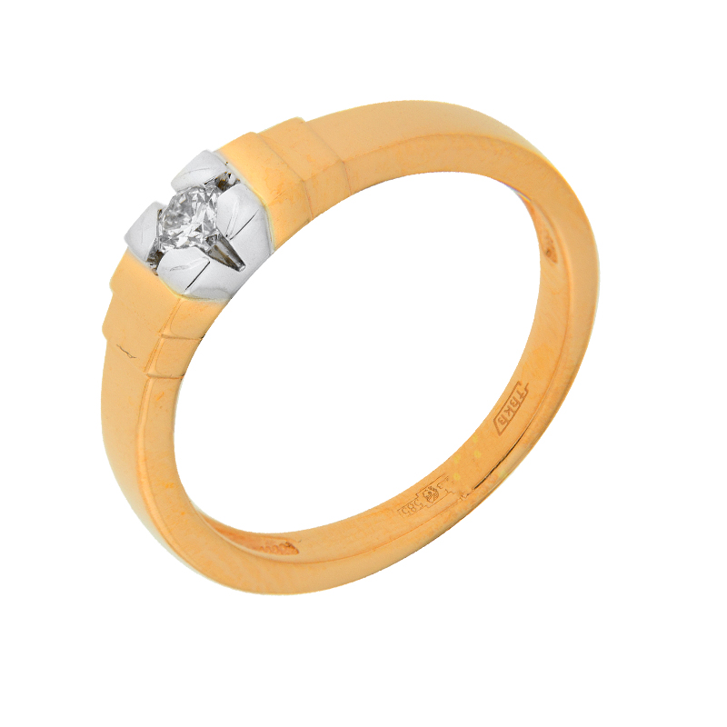 Золотое кольцо Белый бриллиант из красного золота 585 пробы со вставками из драгоценных камней (бриллиант) ЮЗ1-11-0798-101, размеры от 18 до 18