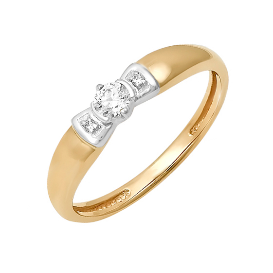 Золотое кольцо Дельта (delta) из красного золота 585 пробы со вставками из драгоценных камней (бриллиант) ДПБР110150, размеры от 16.5 до 18.5