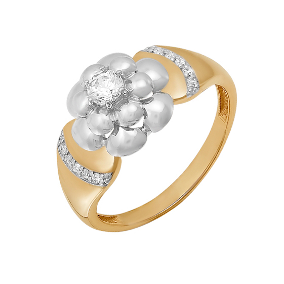 Золотое кольцо Дельта (delta) из красного золота 585 пробы со вставками из драгоценных камней (бриллиант) ДПБР110408, размеры от 18 до 18