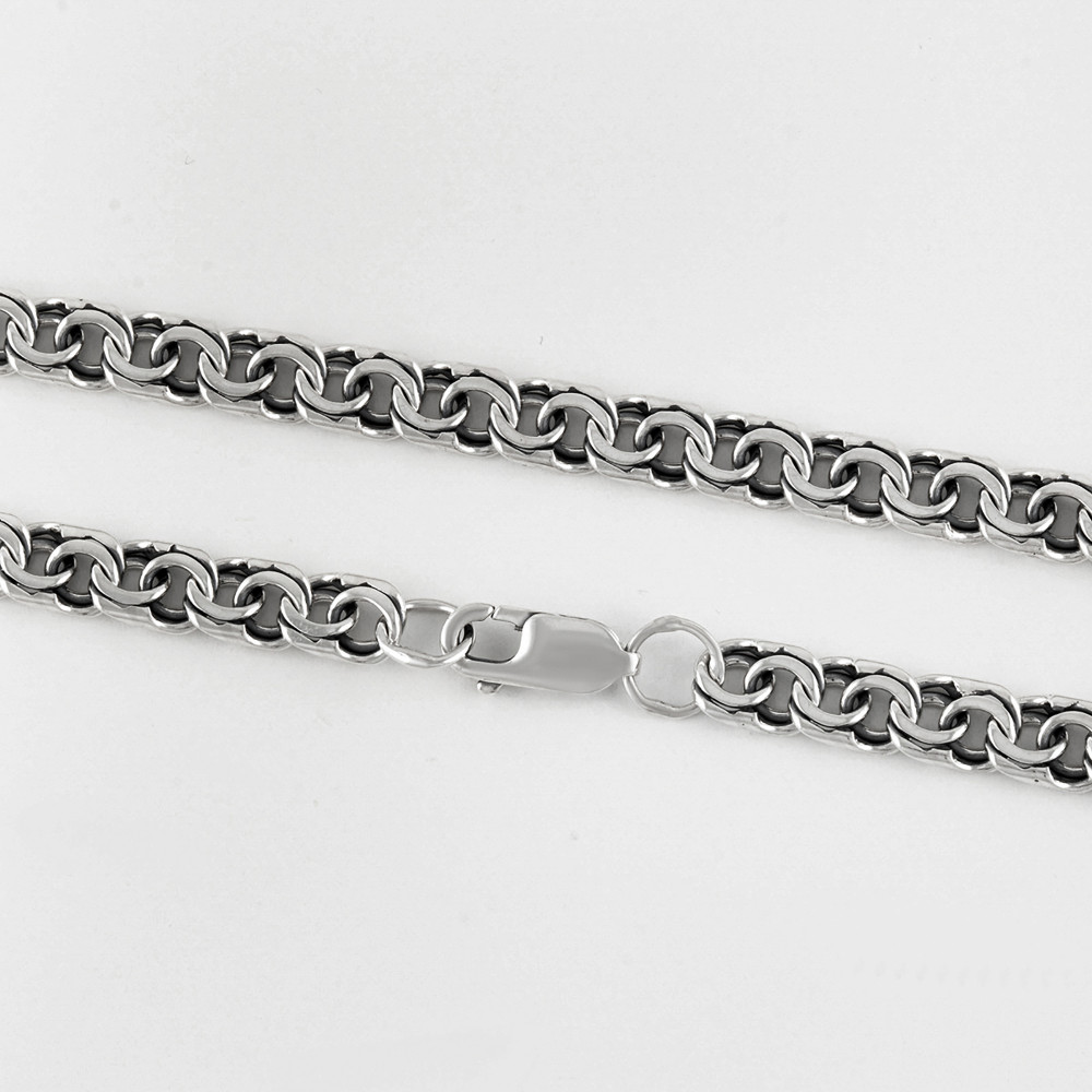 Серебряная цепочка Кубачи из серебра с чернением гарибальди 100 и бисмарк КБЦ030, размеры от 50 до 65