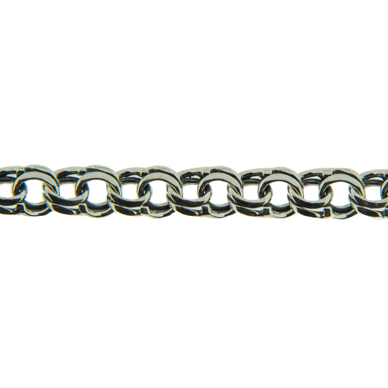 Серебряная цепочка Кубачи из серебра с чернением гарибальди 060 и бисмарк КБЦ010, размеры от 45 до 70