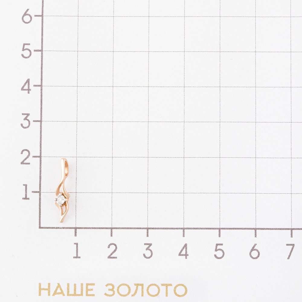 Золотая подвеска Альфа-карат из красного золота 585 пробы со вставками из драгоценных камней (бриллиант) КРП3233025/9