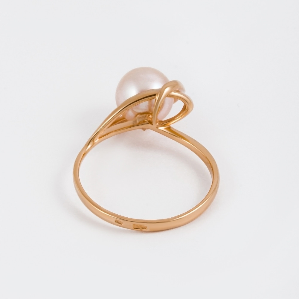 Золотое кольцо Флёр ж из красного золота 585 пробы  со вставками (жемчуг) ФЖ31371.1, размеры от 16.5 до 20