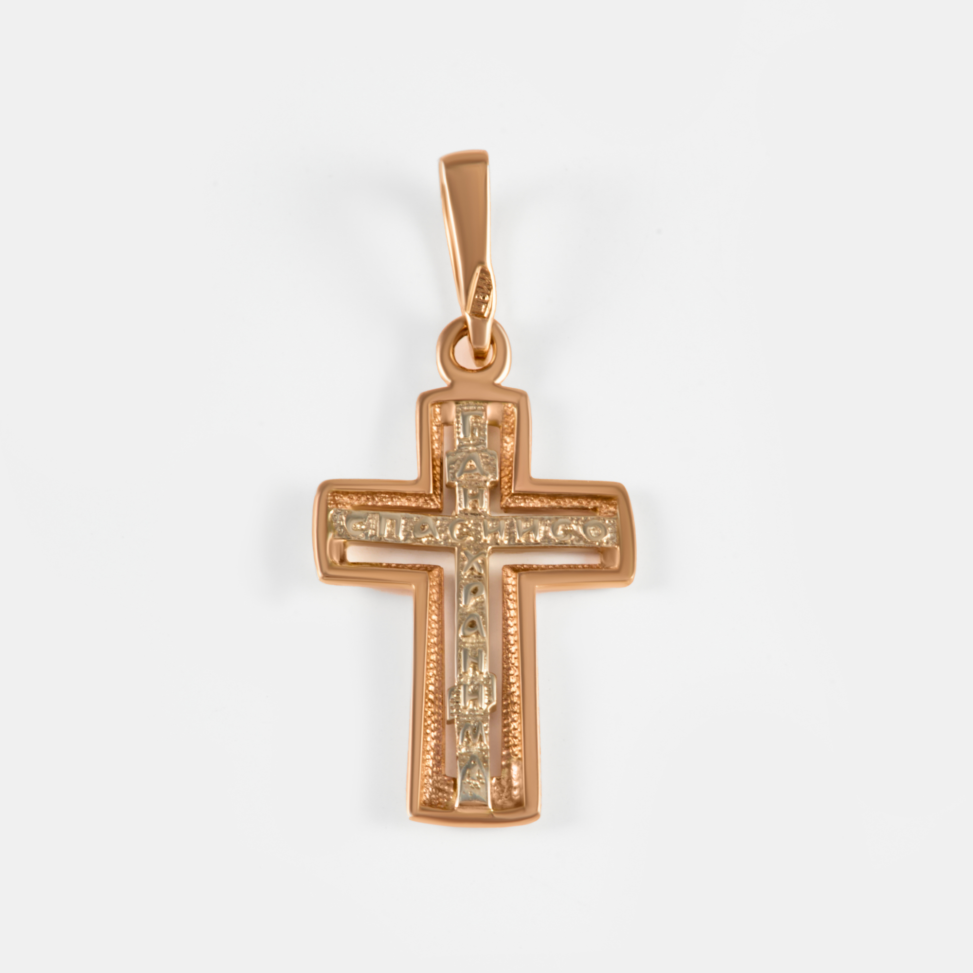 Золотой крест Рыбин  из красного золота 585 пробы РЫ3001155