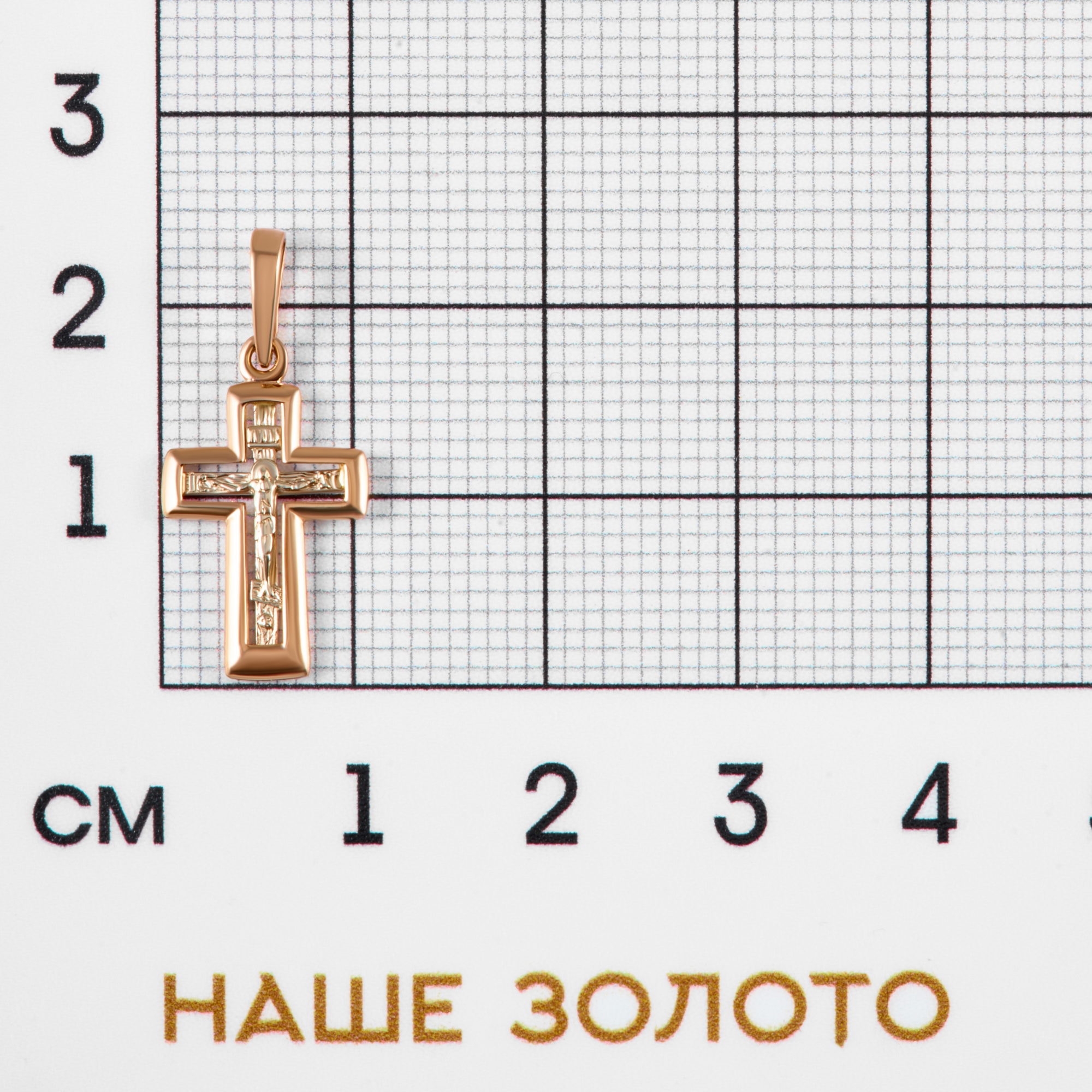 Золотой крест Рыбин  из красного золота 585 пробы РЫ3001155