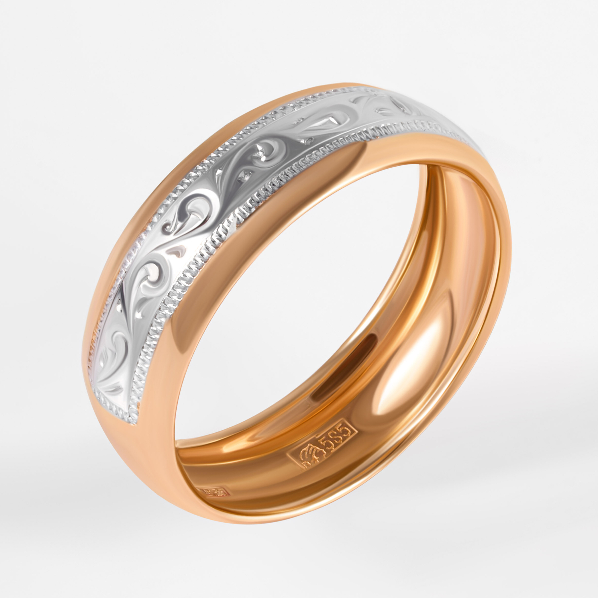 Золотое кольцо обручальное Sokolov из белого и красного золота 585 пробы ДИ110113, размеры от 15.5 до 20.5