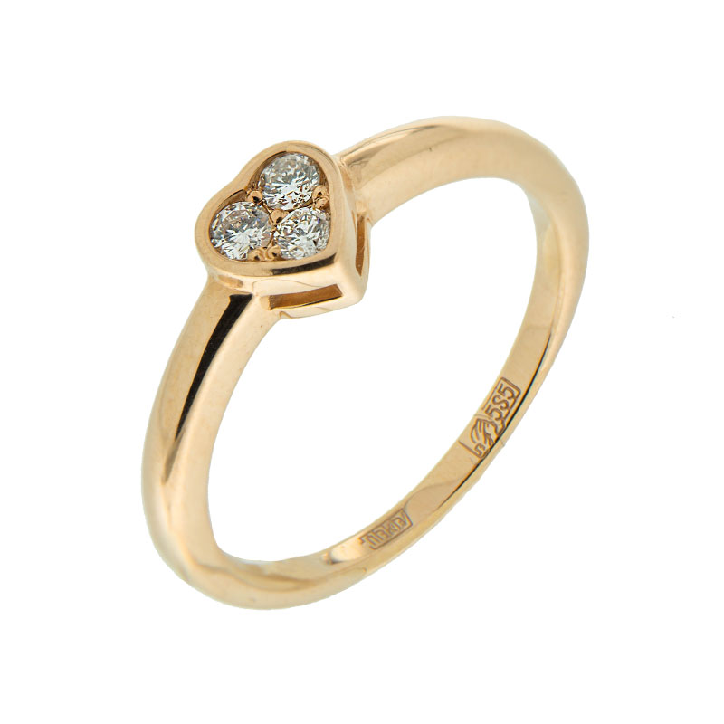 Золотое кольцо Белый бриллиант из красного золота 585 пробы со вставками из драгоценных камней (бриллиант) ЮЗ1-11-0572-101, размеры от 16.5 до 17.5