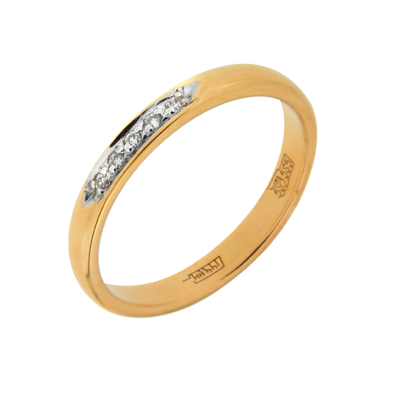 Золотое кольцо обручальное Мириада из белого золота 585 пробы со вставками из драгоценных камней (бриллиант) МИ6010001, размеры от 15 до 20