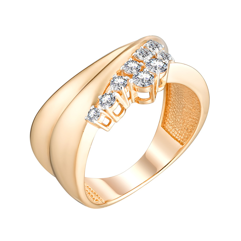 Золотое кольцо Ювелиры северной столицы из красного золота 585 пробы  со вставками (сваровски) ЮЫ2002000S26227, размеры от 19 до 20.5