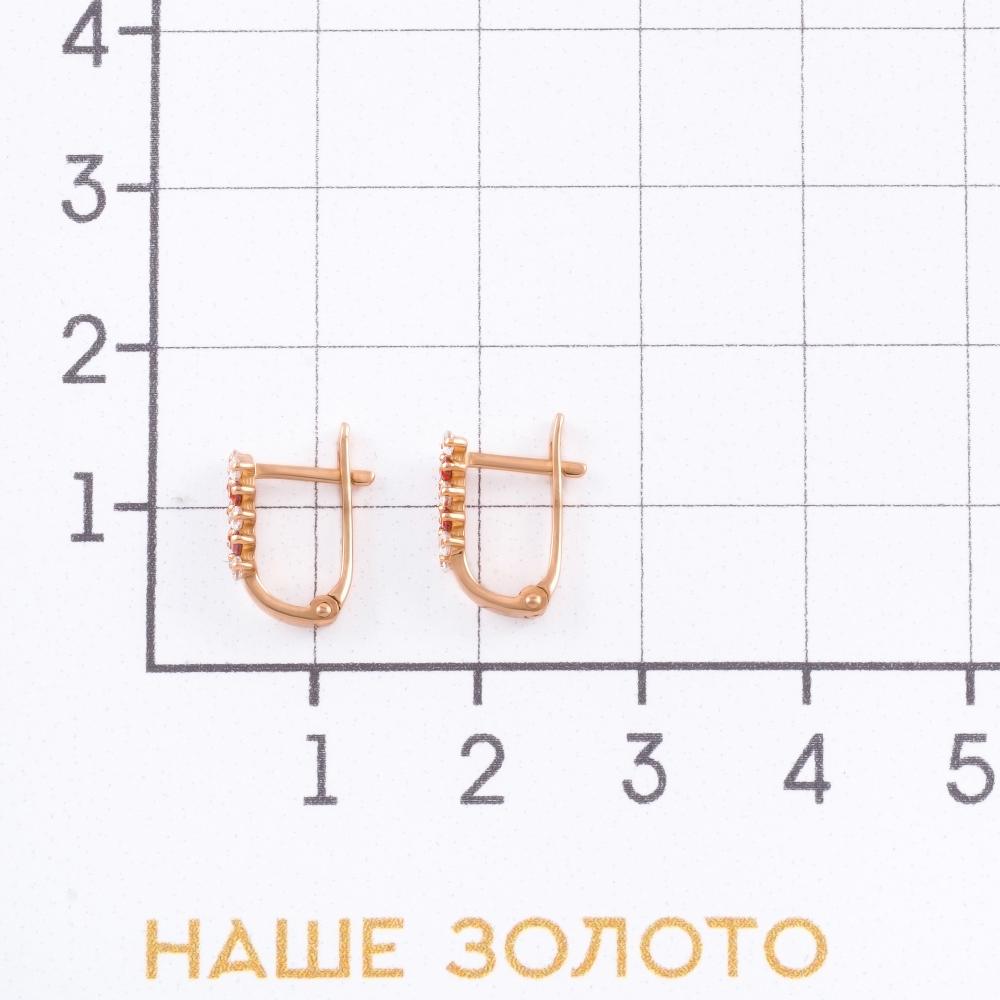 Золотые серьги детские Иллада  из красного золота 585 пробы  со вставками (фианит) 2И12-1062