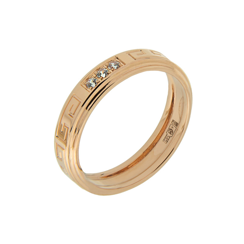 Золотое кольцо обручальное Невскийтехнолзавод из красного золота 585 пробы  со вставками (сваровски) 8Н1111082, размеры от 15.5 до 21.5