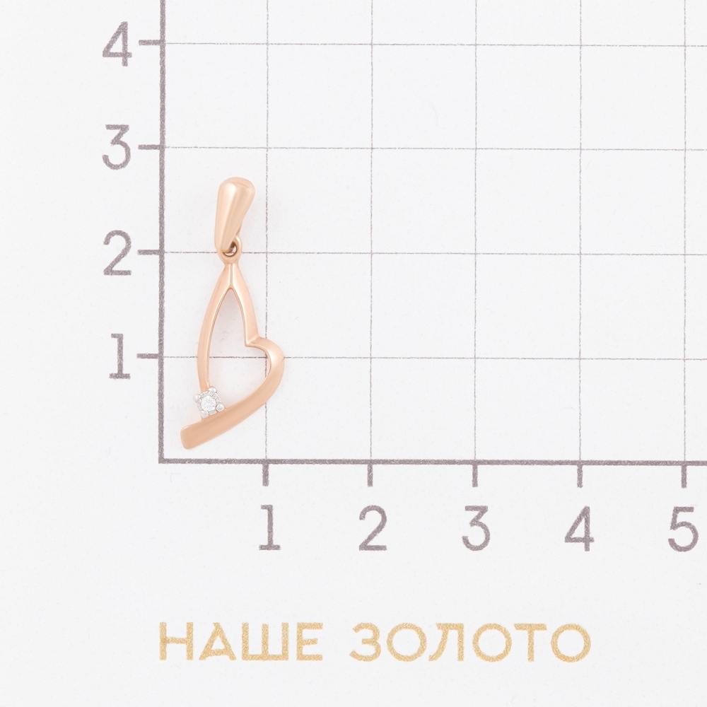 Золотая подвеска Альфа-карат из красного золота 585 пробы со вставками из драгоценных камней (бриллиант) КРП3233906/9