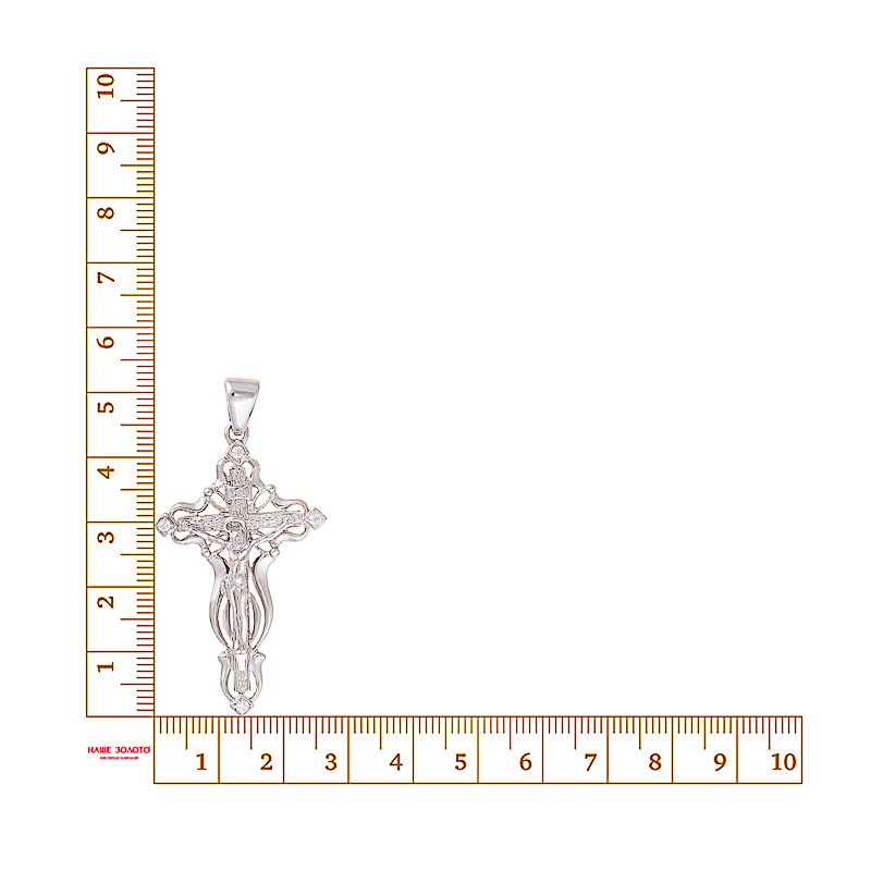 Серебряный крест Мидас-пермь  со вставками (фианит) 4МКР63