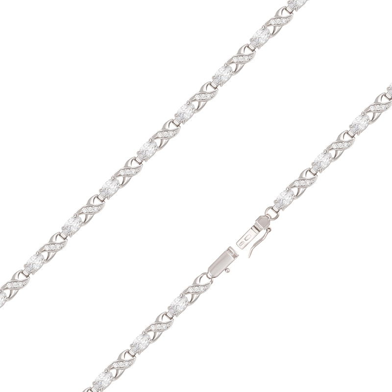 Серебряный браслет Мидас-пермь  со вставками (фианит) 4МБР10, размеры от 16 до 19