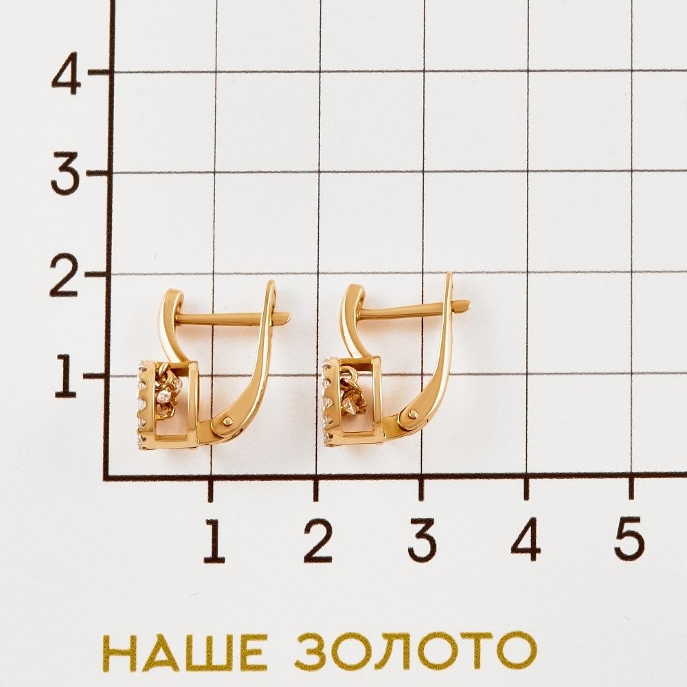 Золотые серьги New gold из красного золота 585 пробы  со вставками (фианит) НЮ105020292515