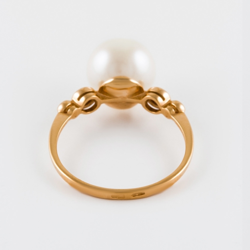 Золотое кольцо Берег из красного золота 585 пробы  со вставками (жемчуг) 2БКЗ5К-10.01-0515-01, размеры от 16 до 20