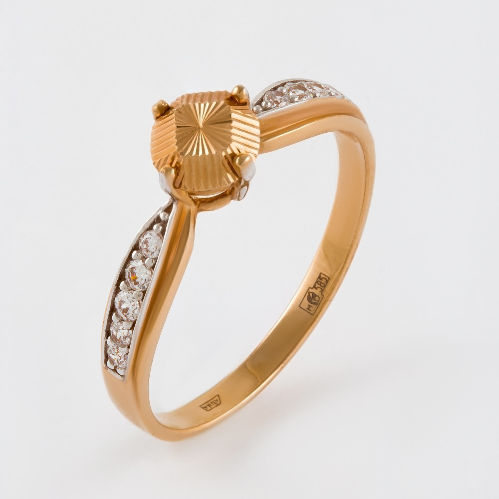 Кольцо из красного золота с фианитами