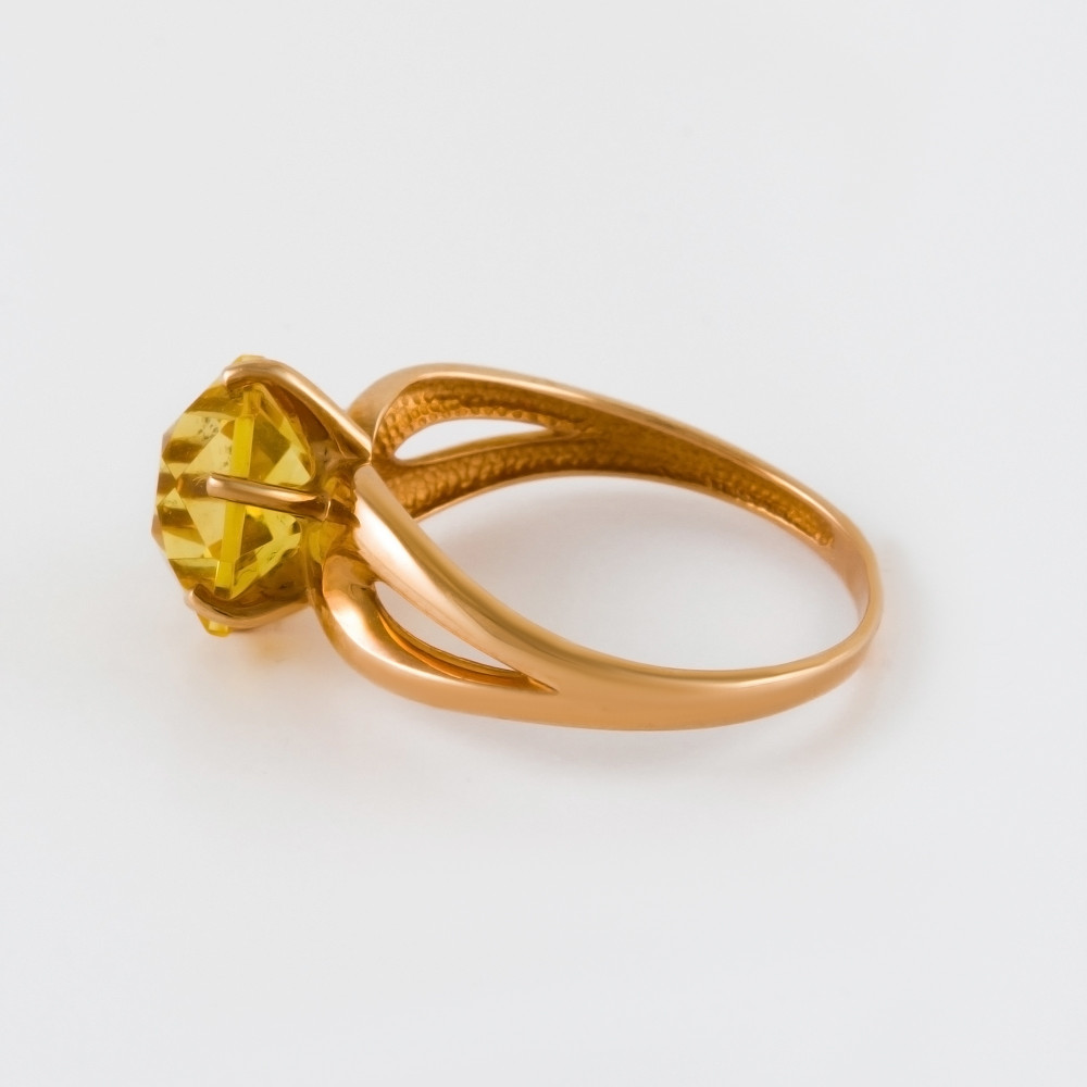 Золотое кольцо Ювелирные традиции из красного золота 585 пробы со вставками из полудрагоценных камней (кварц) ЮИК120-4911Квл, размеры от 16 до 18