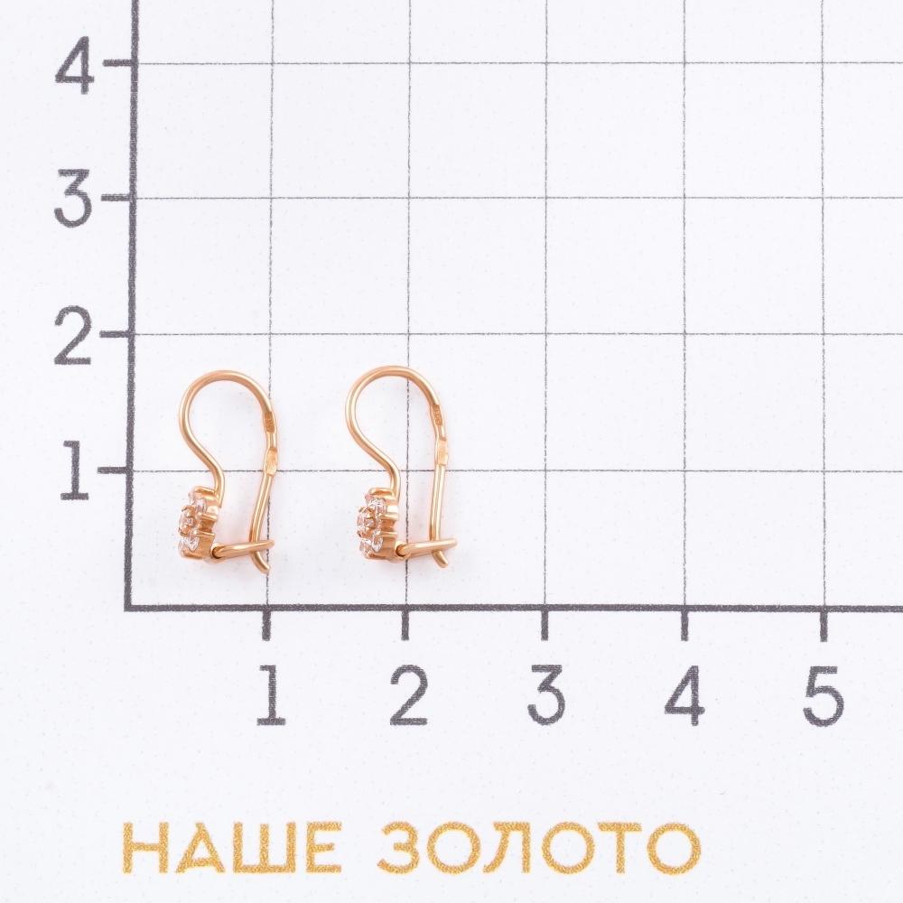 Золотые серьги детские Иллада  из красного золота 585 пробы  со вставками (фианит) 2И12-0548