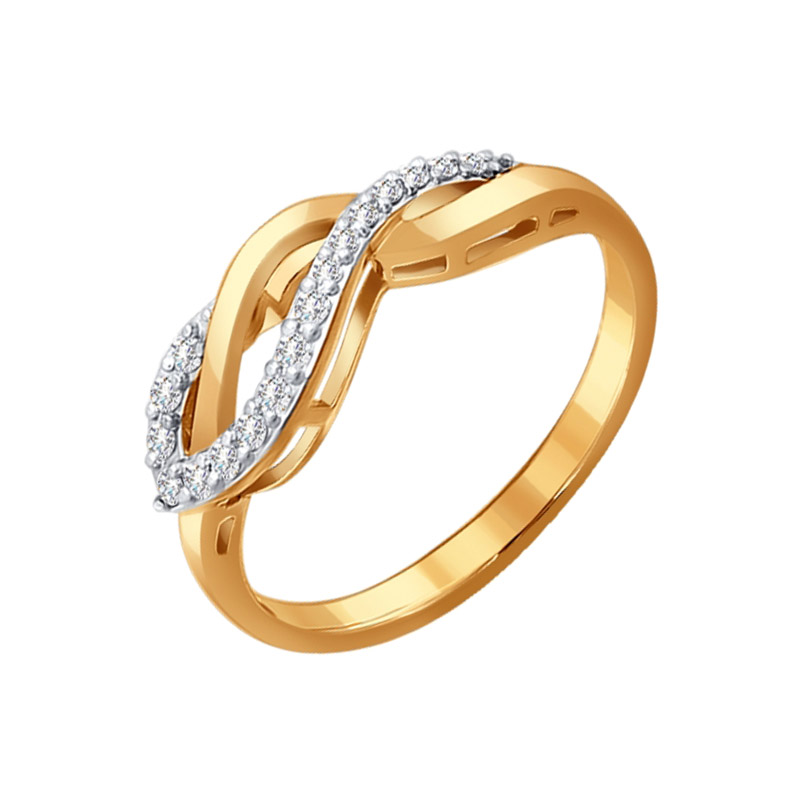Золотое кольцо Sokolov из красного золота 585 пробы со вставками из драгоценных камней (бриллиант) ДИ1010604, размеры от 17 до 18