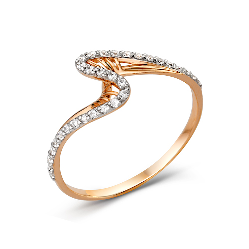Золотое кольцо Вероника из красного золота 585 пробы  со вставками (фианит) 3ВК132-248, размеры от 15 до 19