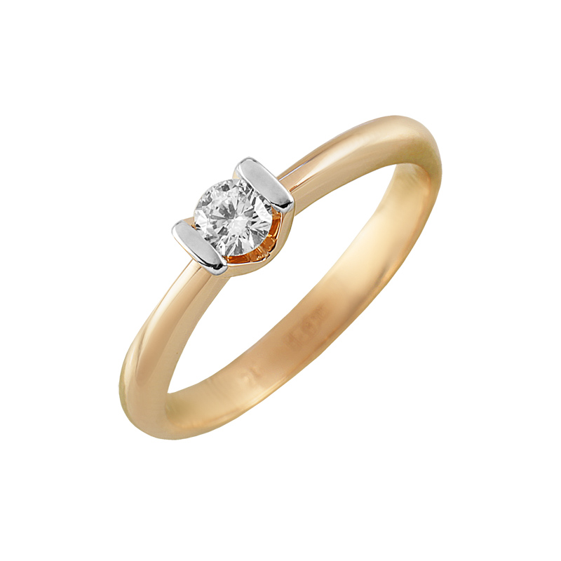 Золотое кольцо Каст из красного золота 585 пробы со вставками из драгоценных камней (бриллиант) КТЗК-90620, размеры от 17.5 до 17.5