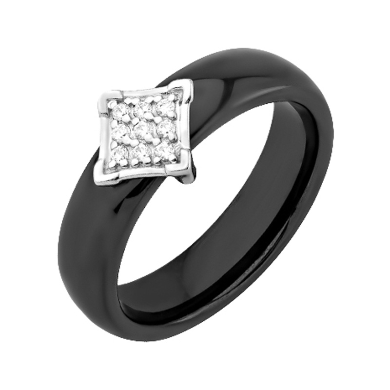 Серебряное кольцо Efremof  со вставками (керамика и фианит) ЮП1017010466Ч, размеры от 16.5 до 19