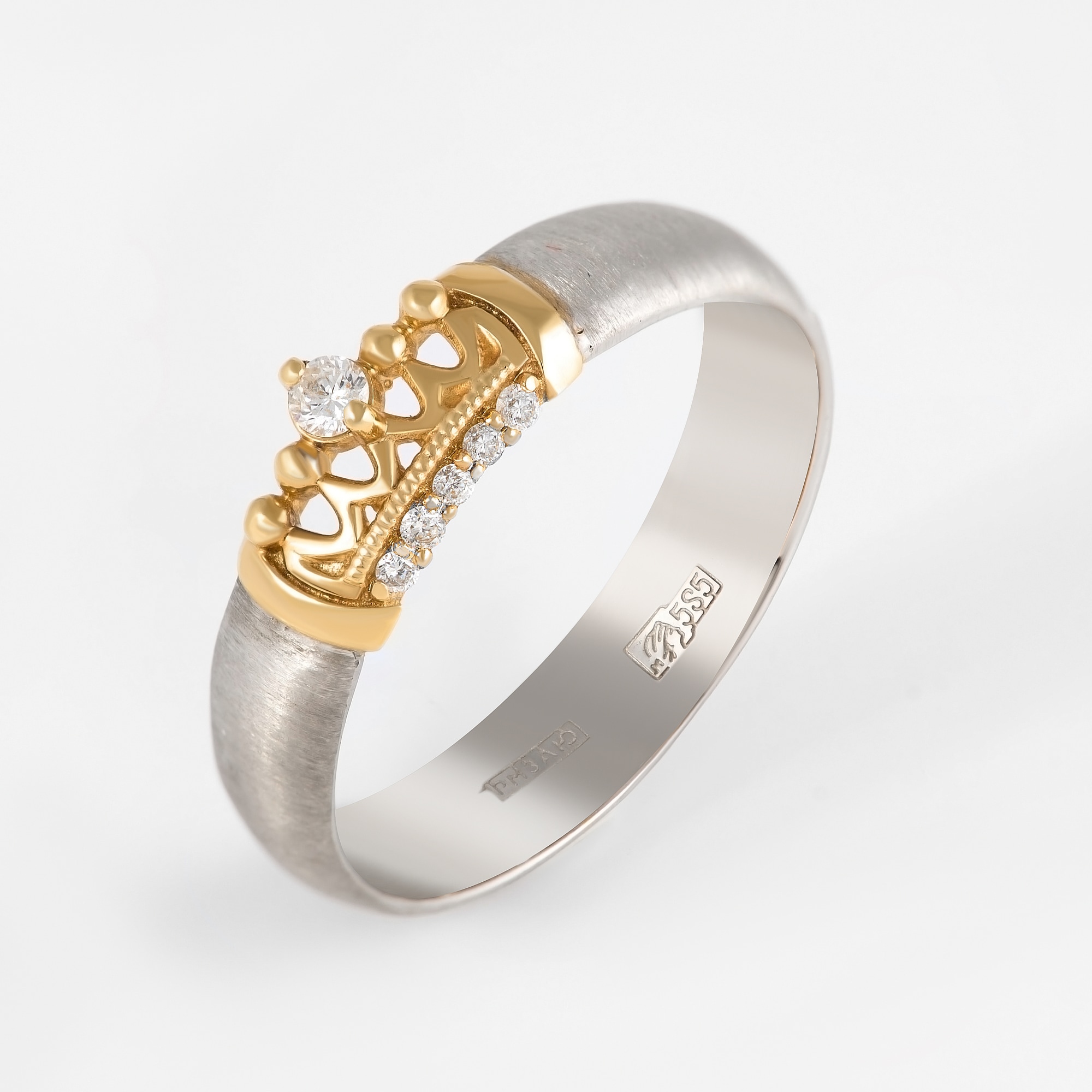 Золотое кольцо обручальное Kota osta из красного золота 585 пробы со вставками из драгоценных камней (бриллиант) КАКО-ОКБ290Г, размеры от 16 до 20
