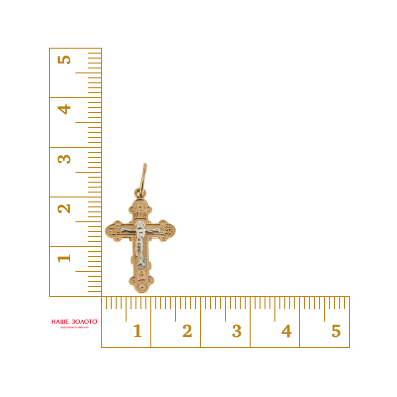 Золотой крест Иллада  из красного золота 585 пробы 2И080017