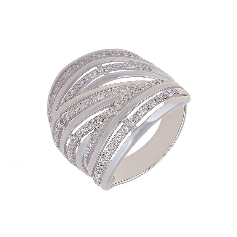 Серебряное кольцо   со вставками (фианит) ДПС116410, размеры от 16.5 до 19