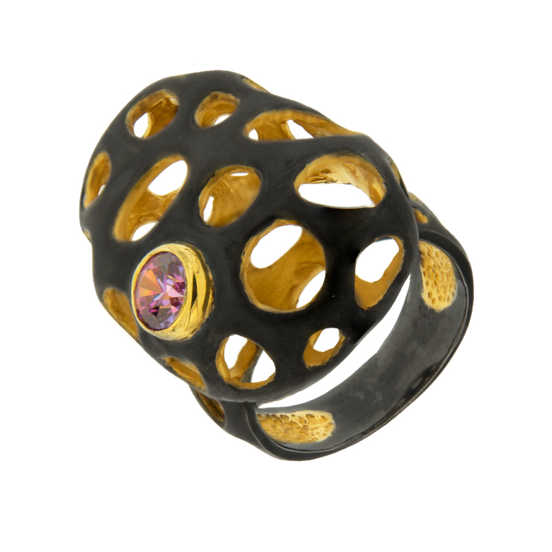 Серебряное кольцо Plata   со вставками (сваровски) ПВР0147Бср, размеры от 17.25 до 17.25