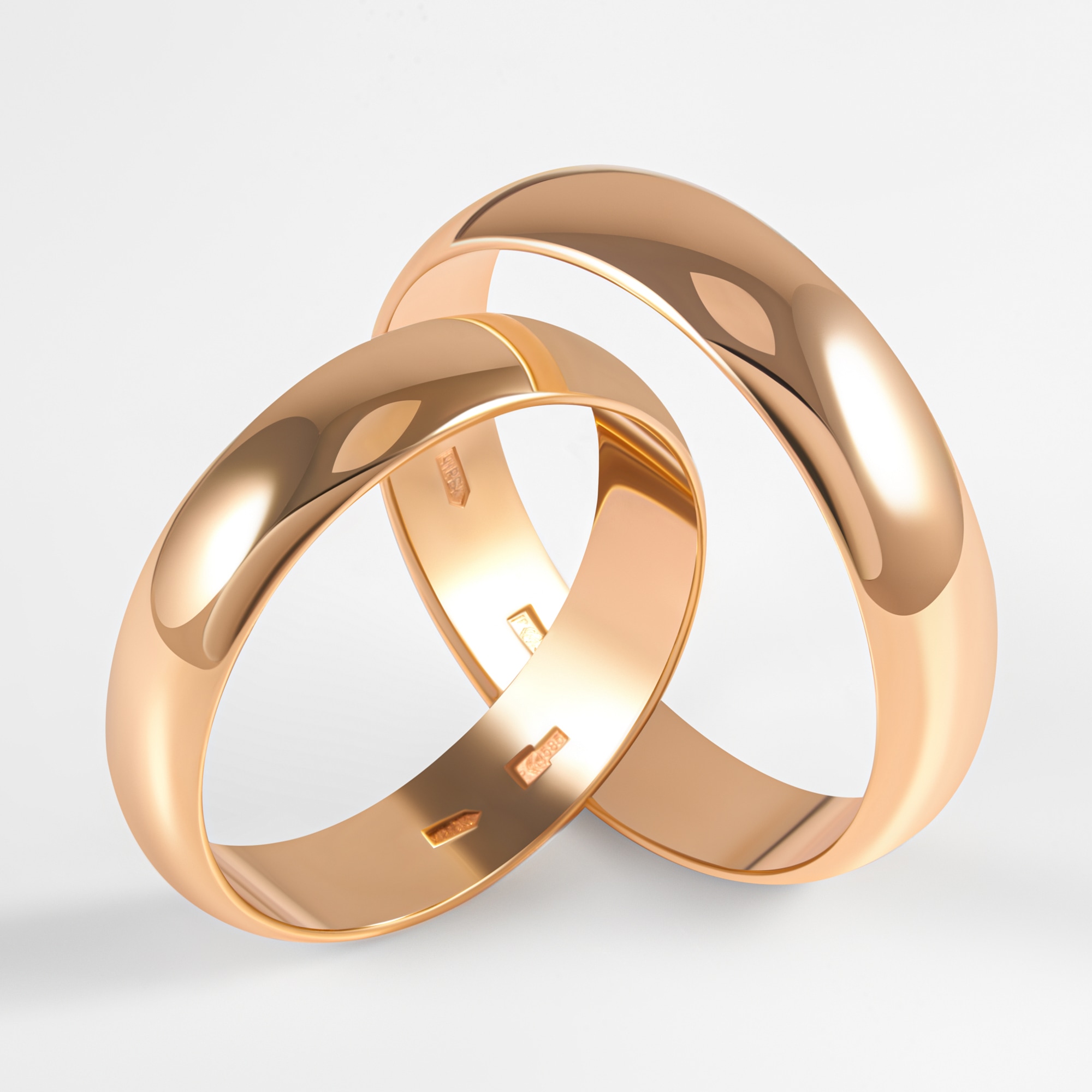 Золотое кольцо обручальное Берег из красного золота 585 пробы 2БК35К-50П, размеры от 15.5 до 25