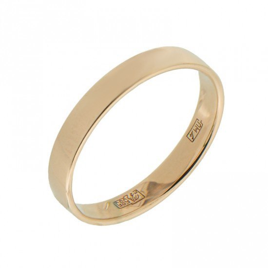 Золотое кольцо обручальное Адамас из красного золота 585 пробы 3,0 АС1230430А, размеры от 16 до 22