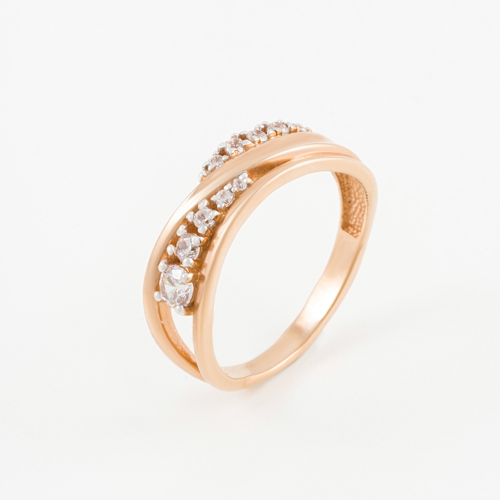 Золотое кольцо Вероника из красного золота 585 пробы  со вставками (фианит) 3ВК132-995, размеры от 16 до 19.5