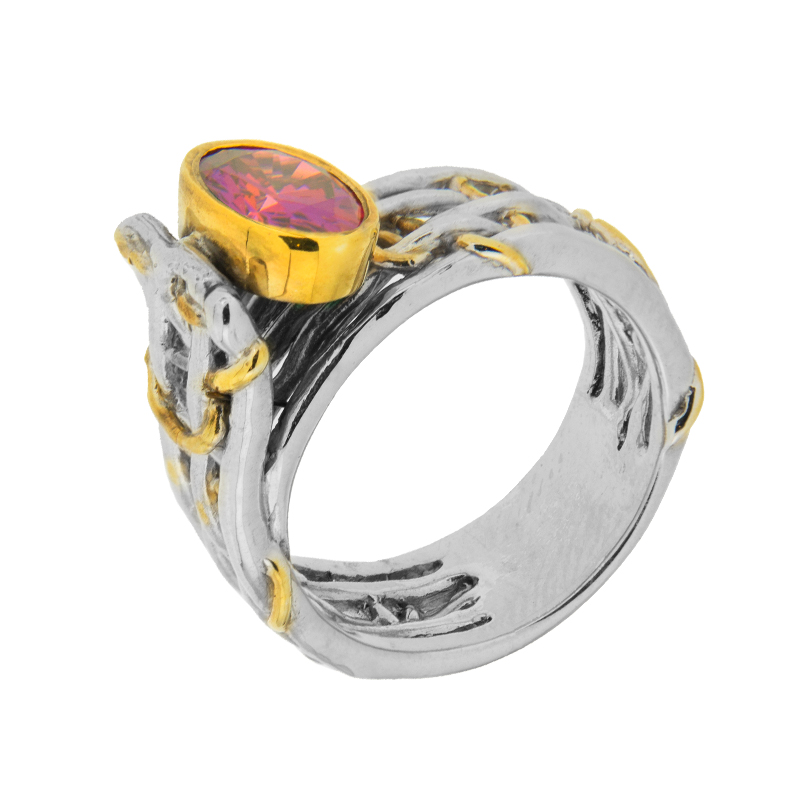 Серебряное кольцо Plata   со вставками (сваровски) ПВР-0150рз, размеры от 16.5 до 16.5