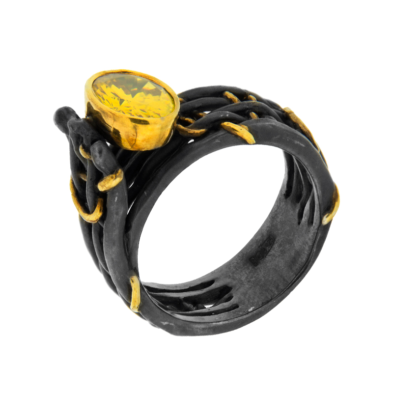 Серебряное кольцо Plata   со вставками (сваровски) ПВР-0150Бжл, размеры от 16.75 до 17