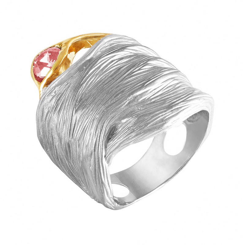 Серебряное кольцо Plata   со вставками (сваровски) ПВР-0158рз, размеры от 16.25 до 16.25