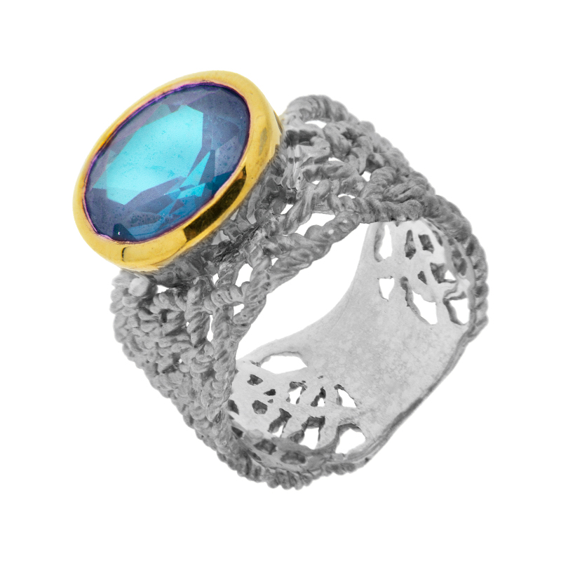 Серебряное кольцо Plata   со вставками (сваровски) ПВР-0132гл, размеры от 16.5 до 19