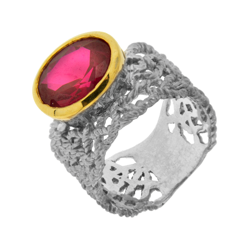 Серебряное кольцо Plata   со вставками (сваровски) ПВР-0132кр, размеры от 16.5 до 16.5