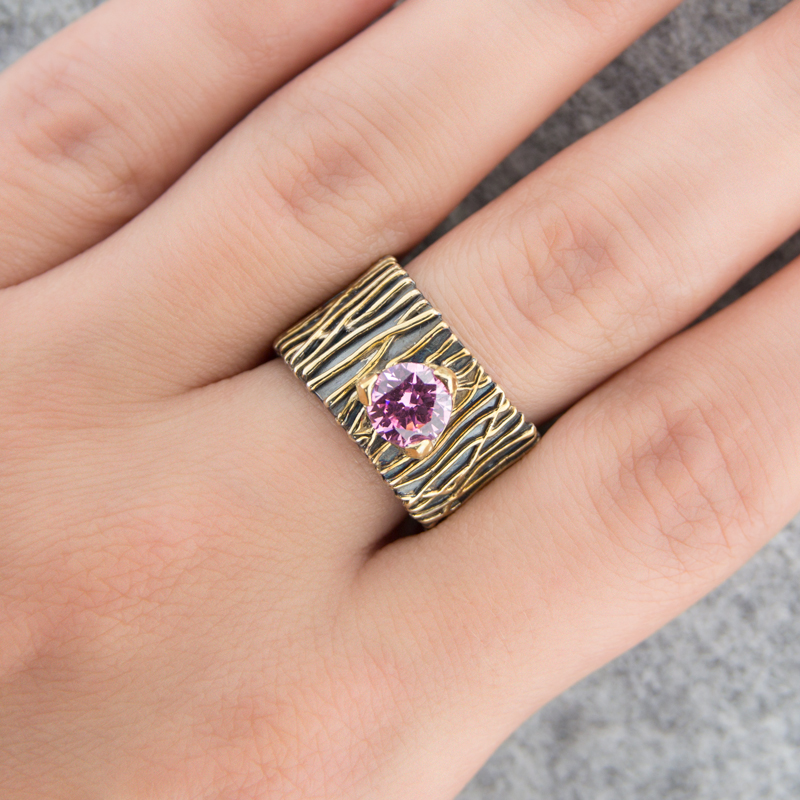 Серебряное кольцо Plata   со вставками (сваровски) ПВР0162Брз, размеры от 16.5 до 19.75