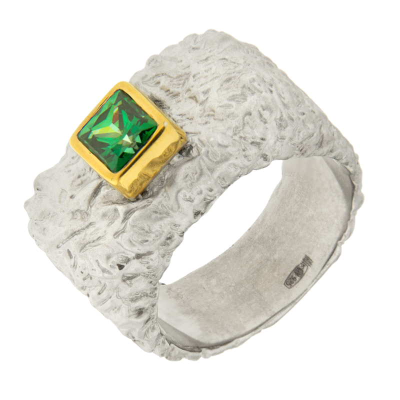 Серебряное кольцо Plata   со вставками (сваровски) ПВР0191зл, размеры от 18.5 до 18.5