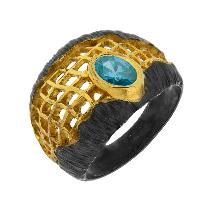 Серебряное кольцо Plata   со вставками (сваровски) ПВР-0195Бгл, размеры от 17.25 до 18.25