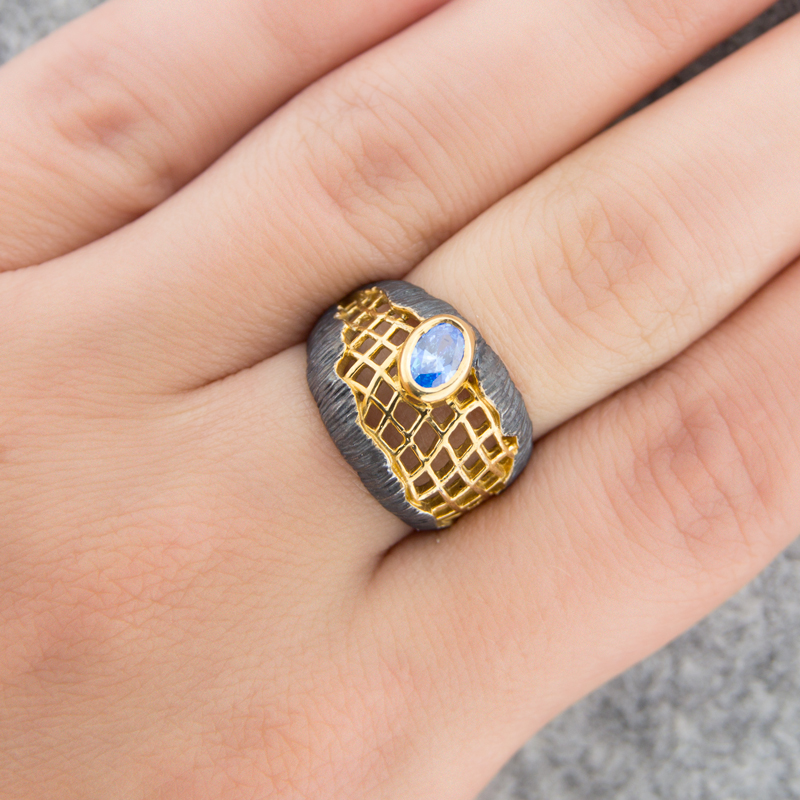 Серебряное кольцо Plata   со вставками (сваровски) ПВР-0195Бгл, размеры от 17.25 до 18.25