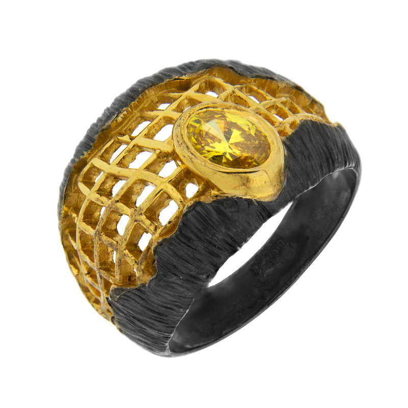 Серебряное кольцо Plata   со вставками (сваровски) ПВР-0195Бжл, размеры от 17.25 до 17.25