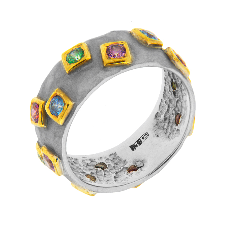 Серебряное кольцо Plata   со вставками (сваровски) ПВР-0177, размеры от 16.5 до 17.25