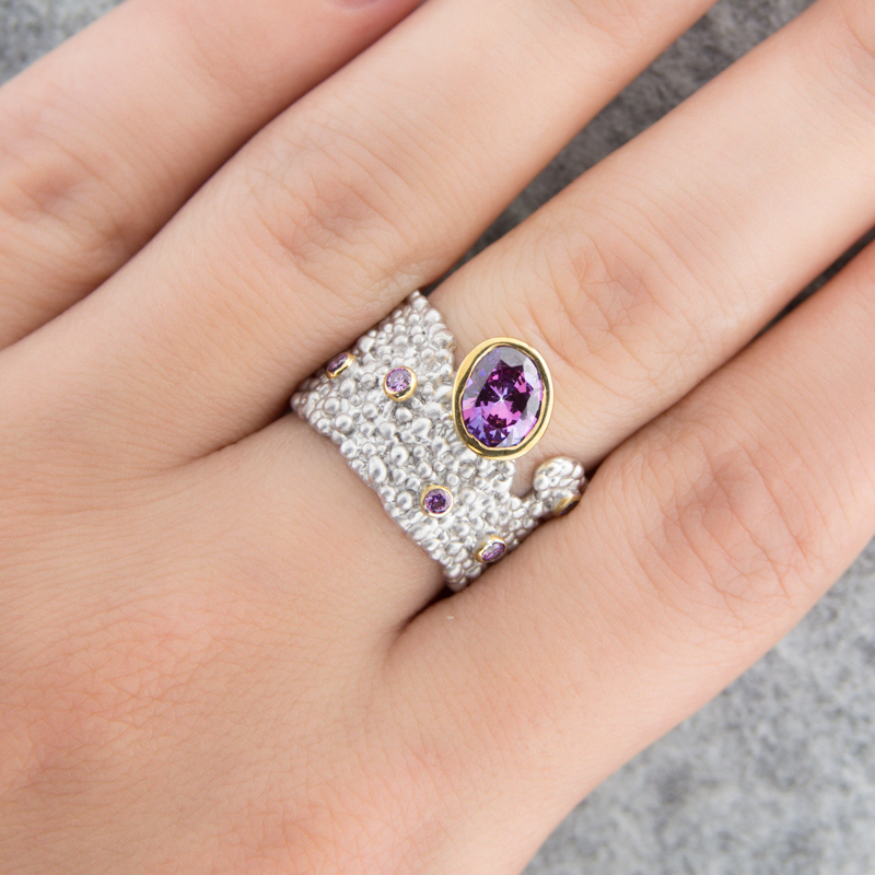 Серебряное кольцо Plata   со вставками (сваровски) ПВР0131ср, размеры от 17.75 до 17.75