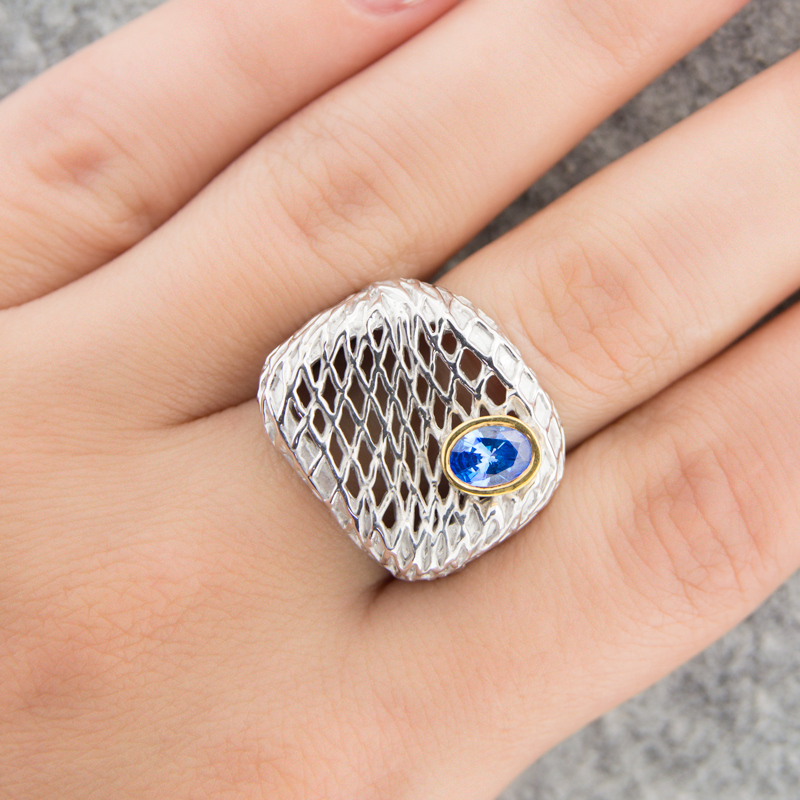 Серебряное кольцо Plata   со вставками (сваровски) ПВР-0142гл, размеры от 17.25 до 17.25