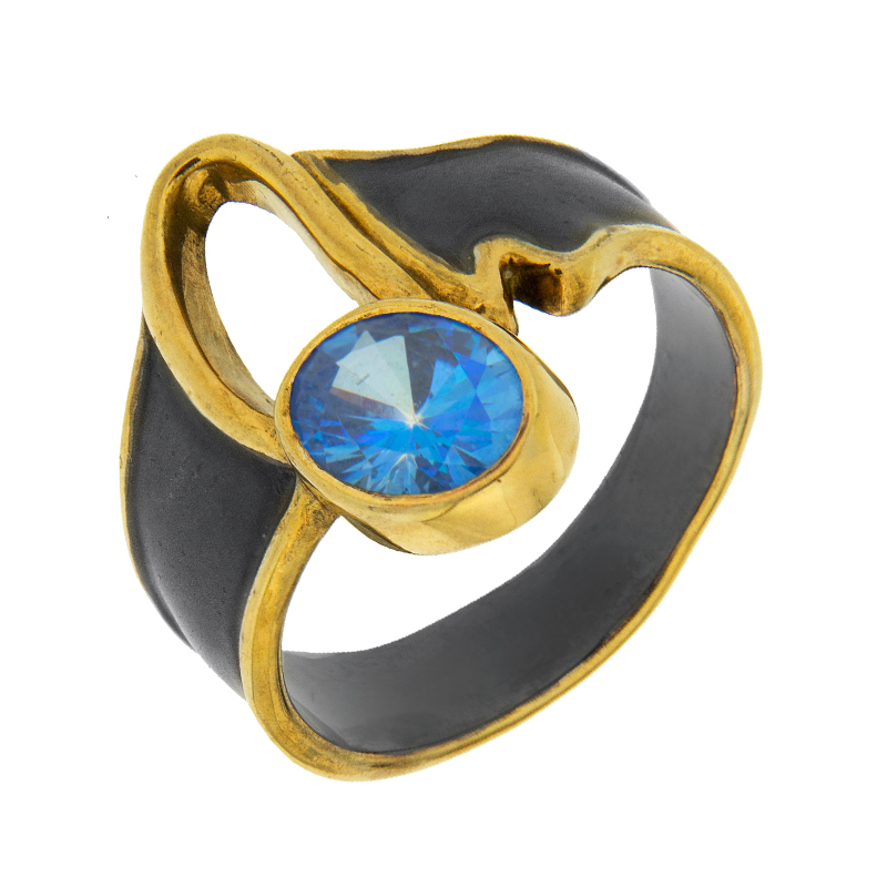 Серебряное кольцо Plata   со вставками (сваровски) ПВР-0203Бгл, размеры от 17.25 до 17.25