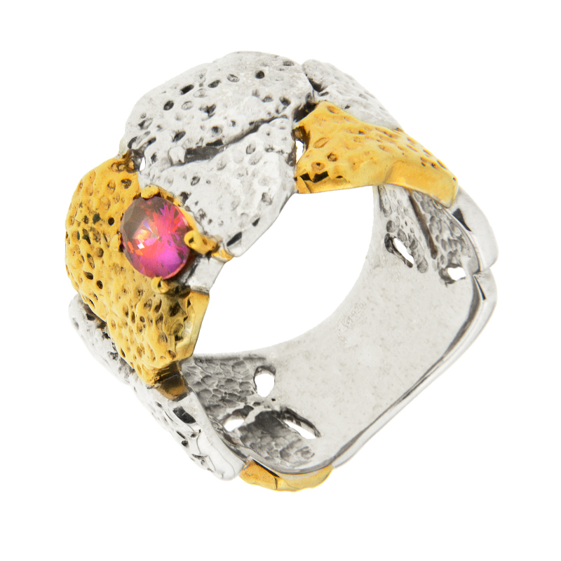 Серебряное кольцо Plata   со вставками (сваровски) ПВР0171РПрз, размеры от 17.25 до 18