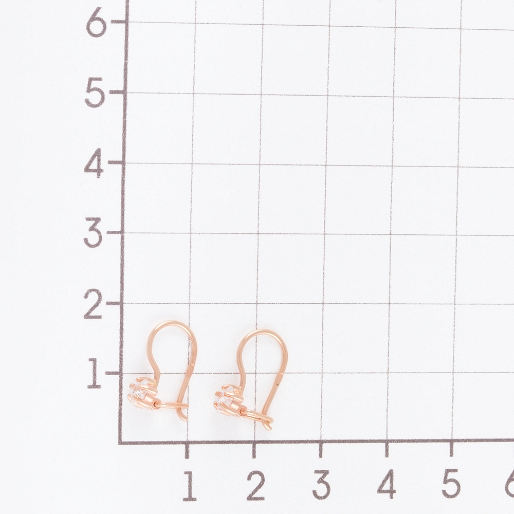 Золотые серьги детские Берег из красного золота 585 пробы  со вставками (фианит) 2БСЗ5К-01-0387-04